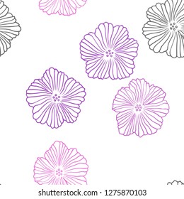 Light Pink vector seamless elegant wallpaper with flowers. Colorful illustration in doodle style with flowers. Design for textile, fabric, wallpapers.