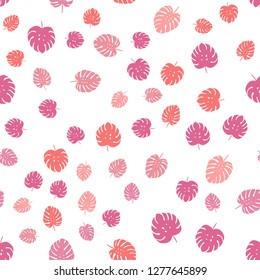 Light Pink vector seamless elegant background with leaves. Brand new colored illustration in blurry style with leaves. Pattern for trendy fabric, wallpapers.