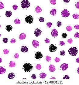 Light Pink vector seamless elegant wallpaper with leaves. Doodle illustration of leaves in Origami style with gradient. Texture for window blinds, curtains.