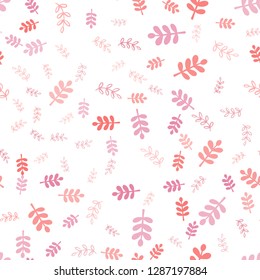 Light Pink vector seamless elegant wallpaper with leaves, branches. Shining colored illustration with leaves and branches. Pattern for design of fabric, wallpapers.