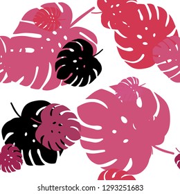 Light Pink vector seamless elegant wallpaper with leaves. An elegant bright illustration with leaves in Natural style. Design for textile, fabric, wallpapers.
