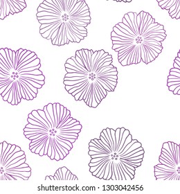Light Pink vector seamless elegant background with flowers. Colorful illustration with flowers in doodle style. Texture for window blinds, curtains.