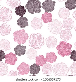 Light Pink vector seamless elegant wallpaper with flowers. Colorful illustration in doodle style with flowers. Pattern for trendy fabric, wallpapers.