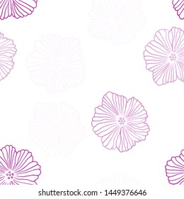 Light Pink vector seamless elegant background with flowers. Colorful illustration with flowers in doodle style. Design for wallpaper, fabric makers.