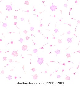Light Pink vector seamless hand painted background. Sketchy doodles with leaves on white background. New template for your business design.