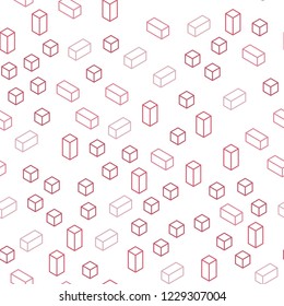 Light Pink vector seamless, isometric pattern in square style. Illustration with set of colorful rectangles. Design for textile, fabric, wallpapers.