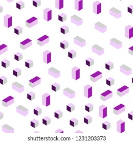 Light Pink vector seamless, isometric background with rectangles. Glitter abstract illustration with rectangular shapes. Texture for window blinds, curtains.