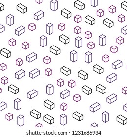 Light Pink vector seamless, isometric cover in polygonal style. Modern abstract illustration with colorful rectangles. Pattern for design of fabric, wallpapers.