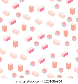 Light Pink vector seamless, isometric backdrop with rhombus. Glitter abstract illustration with rectangular shapes. Design for textile, fabric, wallpapers.