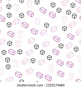 Light Pink vector seamless, isometric pattern in square style. Glitter abstract illustration with rectangular shapes. Pattern for trendy fabric, wallpapers.