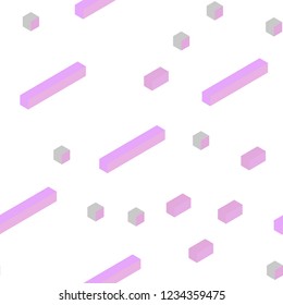 Light Pink vector seamless, isometric pattern in square style. Modern abstract illustration with colorful rectangles. Template for business cards, websites.