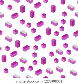 Light Pink vector seamless, isometric texture in rectangular style. Rectangles on abstract background with colorful gradient. Pattern for trendy fabric, wallpapers.