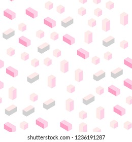 Light Pink vector seamless, isometric layout with lines, rectangles. Abstract gradient illustration with rectangles. Texture for window blinds, curtains.