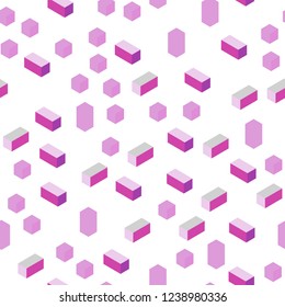 Light Pink vector seamless, isometric template with rhombus. Illustration with set of colorful rectangles. Template for business cards, websites.