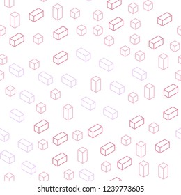 Light Pink vector seamless, isometric backdrop with rhombus. Beautiful illustration with rectangles and squares. Template for business cards, websites.