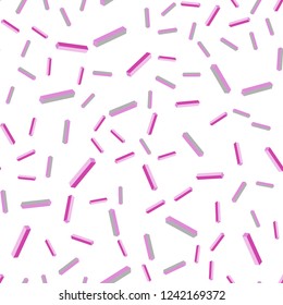 Light Pink vector seamless, isometric cover with stright stripes. Glitter abstract illustration with colorful sticks. Design for textile, fabric, wallpapers.