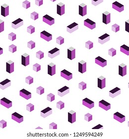 Light Pink vector seamless, isometric pattern in square style. Glitter abstract illustration with rectangular shapes. Design for wallpaper, fabric makers.