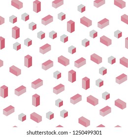 Light Pink vector seamless, isometric template with rhombus. Decorative design in abstract style with rectangles. Pattern for design of fabric, wallpapers.