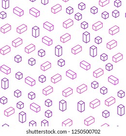 Light Pink vector seamless, isometric template with rhombus. Illustration with set of colorful rectangles. Pattern for trendy fabric, wallpapers.