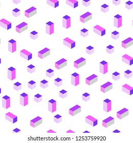 Light Pink vector seamless, isometric backdrop with rhombus. Glitter abstract illustration with rectangular shapes. Texture for window blinds, curtains.