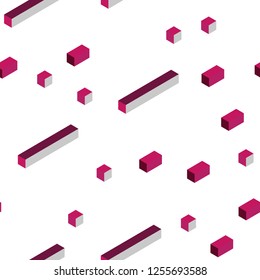 Light Pink vector seamless, isometric layout with lines, rectangles. Modern abstract illustration with colorful rectangles. Pattern for trendy fabric, wallpapers.