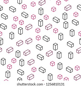 Light Pink vector seamless, isometric texture in rectangular style. Abstract gradient illustration with rectangles. Texture for window blinds, curtains.