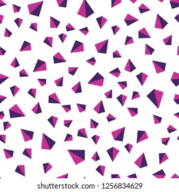 Light Pink vector seamless, isometric cover with polygonal style. Illustration with set of colorful triangles. Design for textile, fabric, wallpapers.