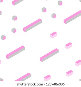 Light Pink vector seamless, isometric backdrop with rhombus. Glitter abstract illustration with rectangular shapes. Texture for window blinds, curtains.