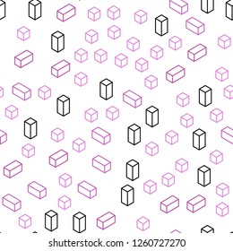 Light Pink vector seamless, isometric texture in rectangular style. Beautiful illustration with rectangles and squares. Design for textile, fabric, wallpapers.