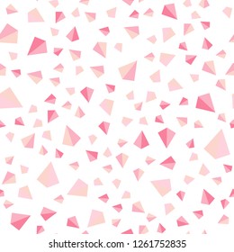 Light Pink vector seamless, isometric background with triangles. Illustration with set of colorful triangles. Pattern for design of fabric, wallpapers.