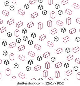 Light Pink vector seamless, isometric pattern in square style. Glitter abstract illustration with rectangular shapes. Design for wallpaper, fabric makers.