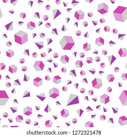 Light Pink vector seamless, isometric background with triangles, cubes. Abstract illustration with colorful lines, cubes. Texture for window blinds, curtains.