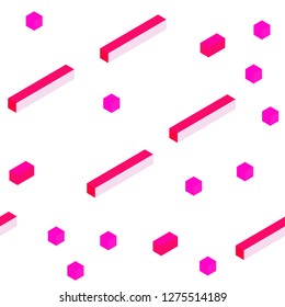 Light Pink vector seamless, isometric cover in polygonal style. Rectangles on abstract background with colorful gradient. Design for textile, fabric, wallpapers.