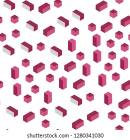 Light Pink vector seamless, isometric texture in rectangular style. Abstract gradient illustration with rectangles. Design for wallpaper, fabric makers.