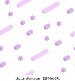 Light Pink vector seamless, isometric texture in rectangular style. Illustration with set of colorful rectangles. Design for wallpaper, fabric makers.