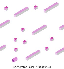 Light Pink vector seamless, isometric background with rectangles. Decorative design in abstract style with rectangles. Pattern for design of fabric, wallpapers.