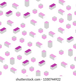 Light Pink vector seamless, isometric texture in rectangular style. Illustration with set of colorful rectangles. Design for textile, fabric, wallpapers.