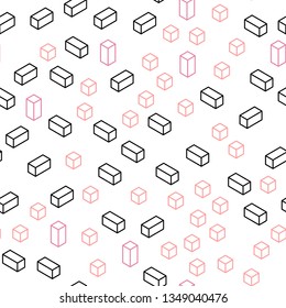 Light Pink vector seamless, isometric backdrop with rhombus. Illustration with set of colorful rectangles. Texture for window blinds, curtains.