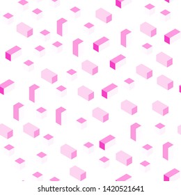 Light Pink vector seamless, isometric template with rhombus. Rectangles on abstract background with colorful gradient. Pattern for trendy fabric, wallpapers.