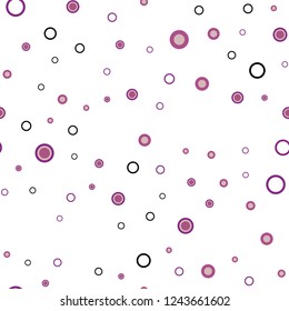 Light Pink vector seamless layout with circle shapes. Modern abstract illustration with colorful water drops. Pattern for design of window blinds, curtains.