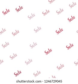 Light Pink vector seamless layout with discount words. Colorful set of  percentage signs in simple style. Pattern for ads, posters, banners of sales.