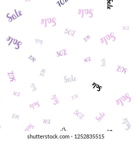 Light Pink vector seamless layout with discount of 30, 50, 70%. Abstract illustration with colorful gradient symbols of sales. Design for business ads, commercials.