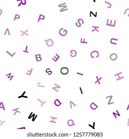Light Pink vector seamless layout with latin alphabet. Colored alphabet signs with gradient on white background. Texture for window blinds, curtains.