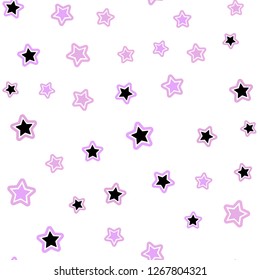 Light Pink vector seamless layout with bright stars. Glitter abstract illustration with colored stars. Design for wallpaper, fabric makers.