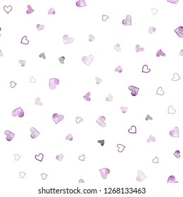 Light Pink vector seamless layout with sweet hearts. Beautiful colored illustration with hearts in celebration style. Beautiful design for your business advert of anniversary.