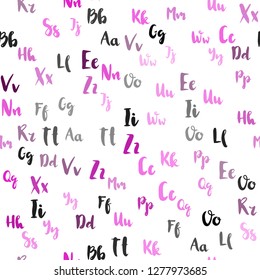 Light Pink vector seamless layout with latin alphabet. Modern geometrical illustration with ABC english symbols. Texture for window blinds, curtains.