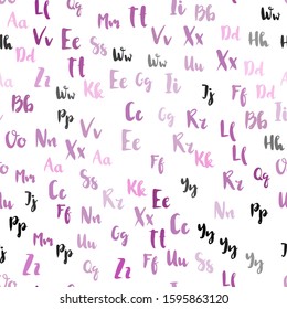 Light Pink vector seamless layout with latin alphabet. Modern geometrical illustration with ABC english symbols. Texture for window blinds, curtains.