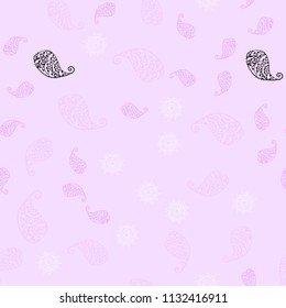 Light Pink vector seamless natural backdrop with leaves and flowers. Doodle illustration of leaves and flowers in Origami style. Completely new template for your design.
