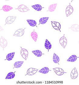 Light Pink vector seamless natural backdrop with leaves. Brand new colored illustration in blurry style with leaves. Pattern for design of fabric, wallpapers.