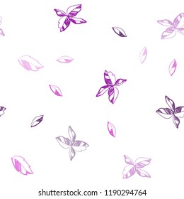 Light Pink vector seamless natural backdrop with leaves. Decorative illustration with doodles on abstract template. Pattern for trendy fabric, wallpapers.